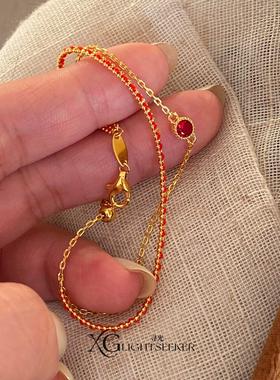 双层红色编织手链女2026马年手饰