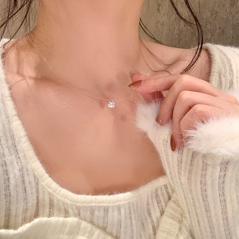 S925纯银爆闪锆石项链女款