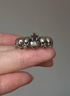 银色骷颅头戒指女小众设计指环