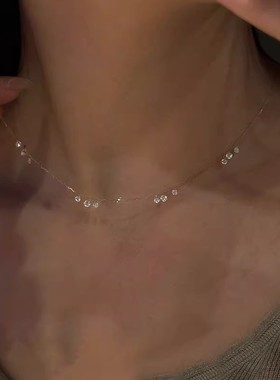 多颗水滴锆石项链女气质锁骨链