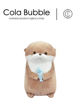 日本amuse周边正版可爱吃鱼水獭海獭公仔玩偶娃娃毛绒玩具礼物