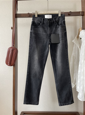 太太太显瘦！纯元MO欧美系烟灰色小直筒九分牛仔裤女烟管裤微弹力