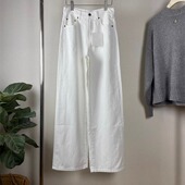 宽松阔腿裤 row风美式 极简时髦穿搭 拖地经典 款 白裤 子直筒牛仔长裤