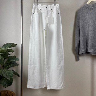 白裤 宽松阔腿裤 子直筒牛仔长裤 款 极简时髦穿搭 拖地经典 row风美式