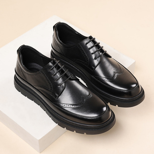 商务休闲皮鞋男士上班舒适雕花布洛克男鞋真皮圆头牛皮鞋软底英伦