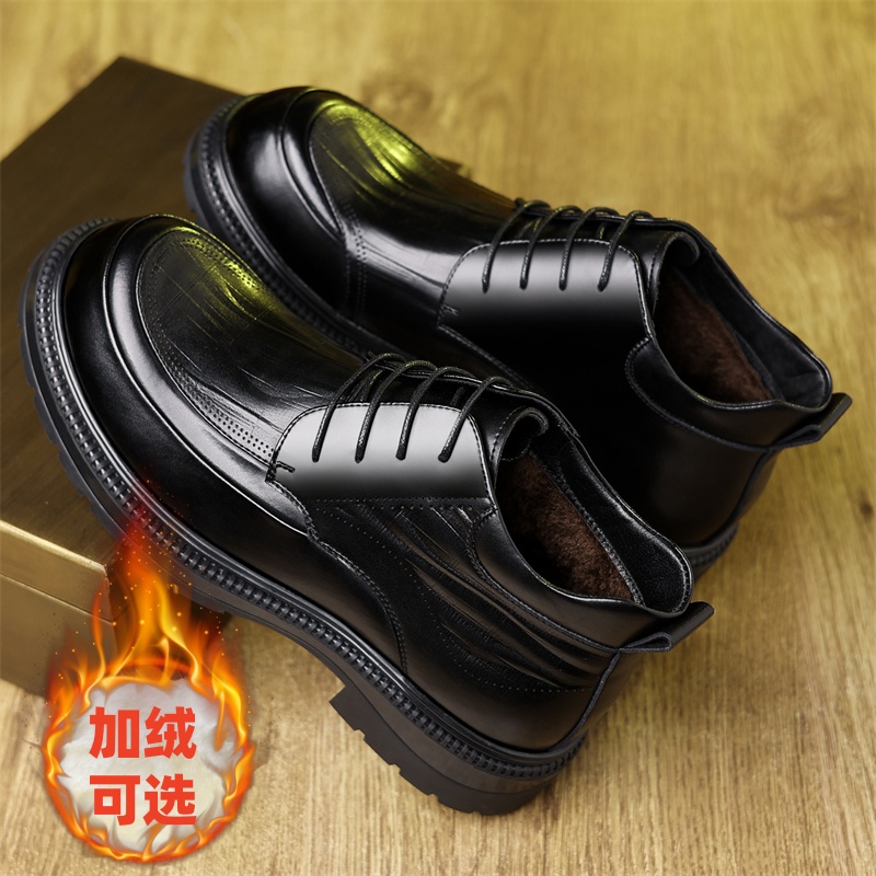 男士正装皮鞋冬季加绒保暖棉皮鞋