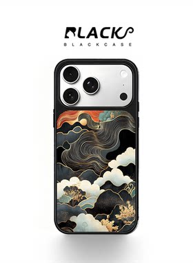 墨金流云磨砂闪光磁吸黑边手机壳