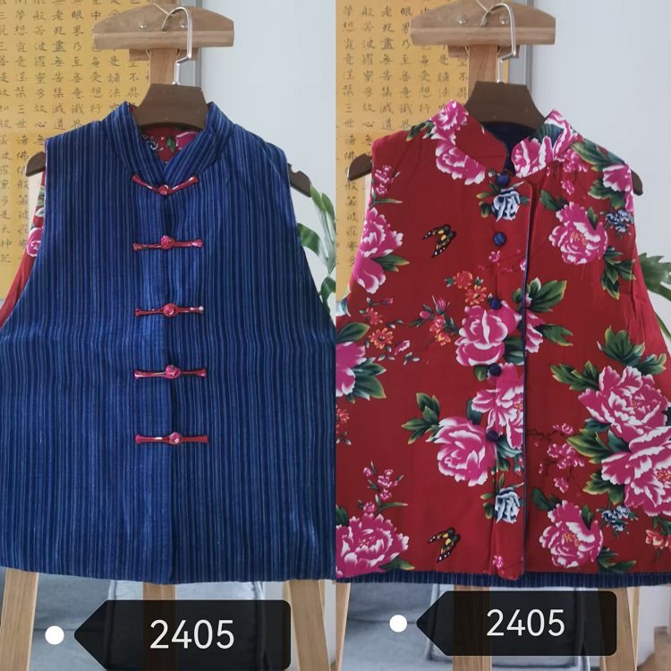 短款马夹女红秀夹棉中式立领
