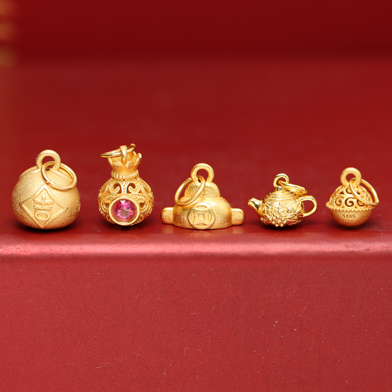 银镀金官帽钱袋把把壶提溜吊坠
