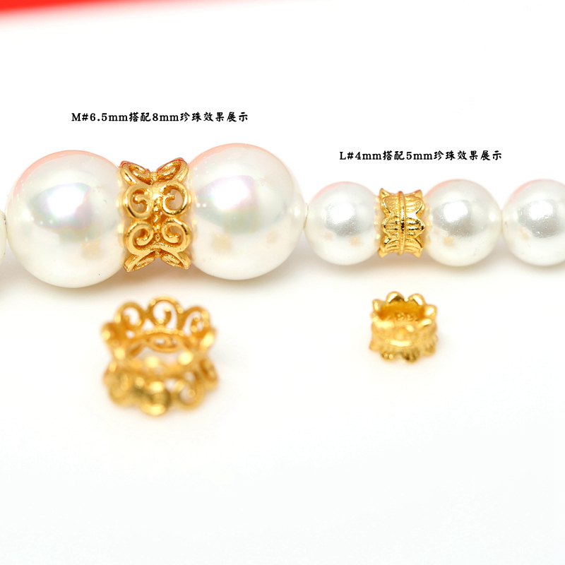 纯银镀金双头花托莲花座diy配件