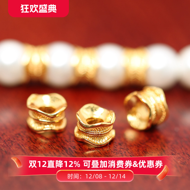 S925银镀金羽毛车轮隔珠腰珠线束