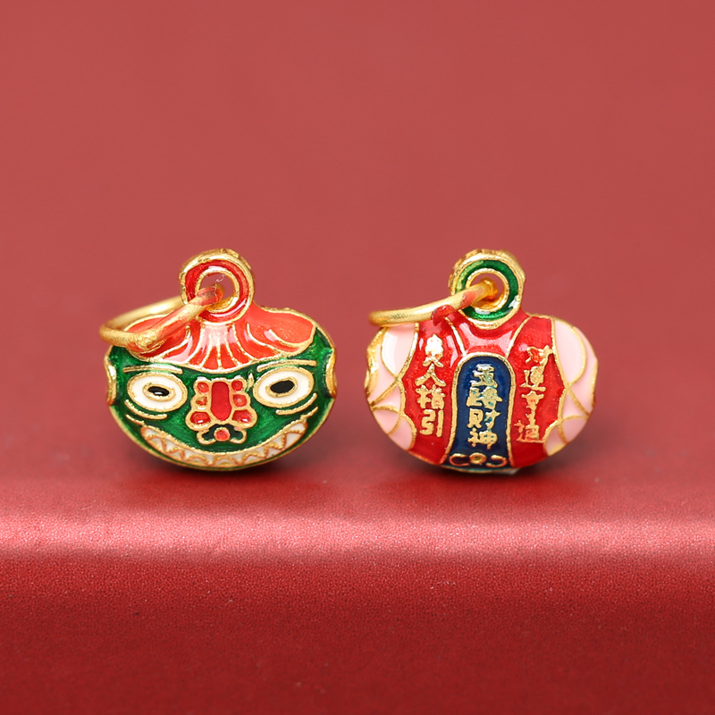 银珐琅烧蓝五路财神吞金兽提溜