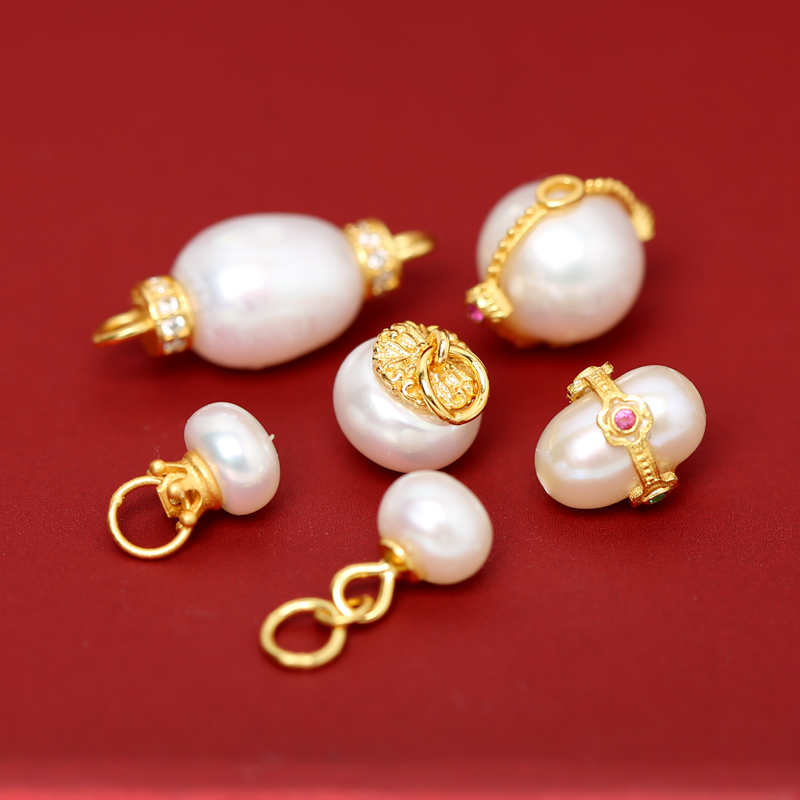 纯银镀金镶嵌天然珍珠配饰