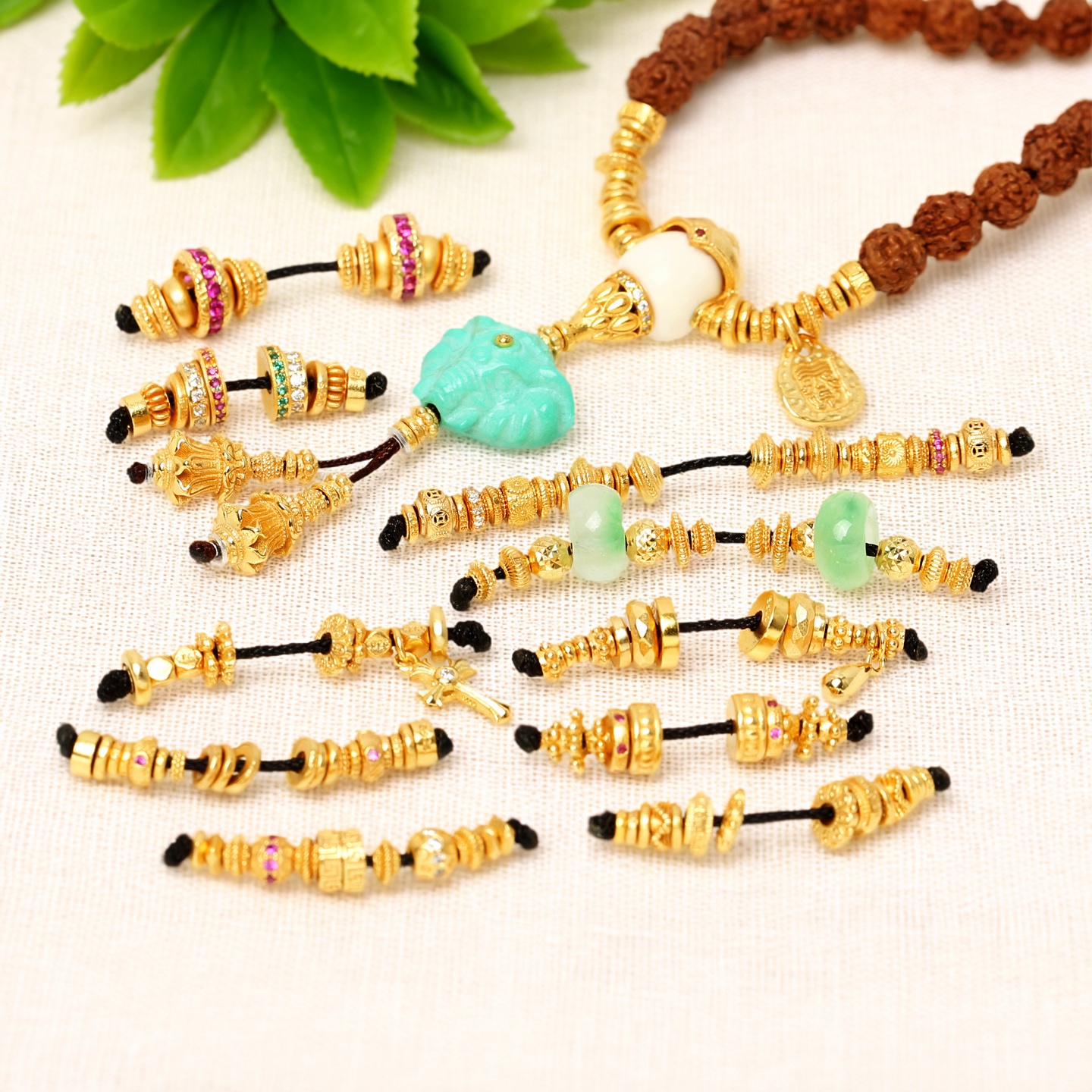 925纯银镀金万向轴三通文玩配饰