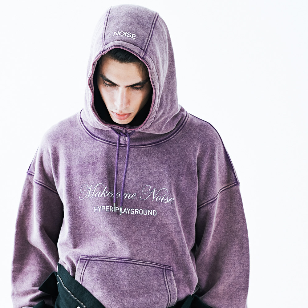 noise 酵洗落肩廓形套头字母帽衫卫衣 扎染风格hoodie高街vibe风