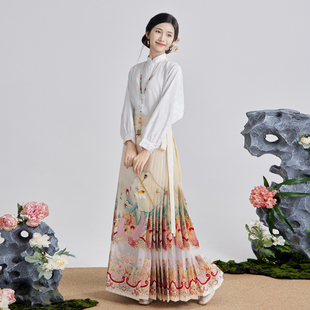 云若兮[凤引棠枝]原创明制马面裙织金妆花拼接纱裙六对褶汉服女夏