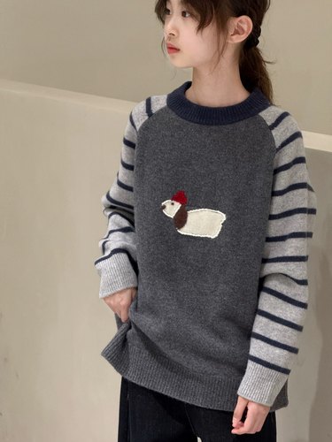 波拉韩国童装儿童休闲毛衣秋冬2025新款中大童男童女童针织衫毛衣