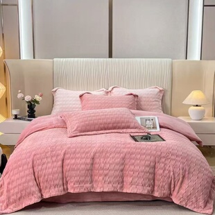 A类加厚牛奶绒床单四件套珊瑚绒被套双面法兰绒床上用品冬季4件套