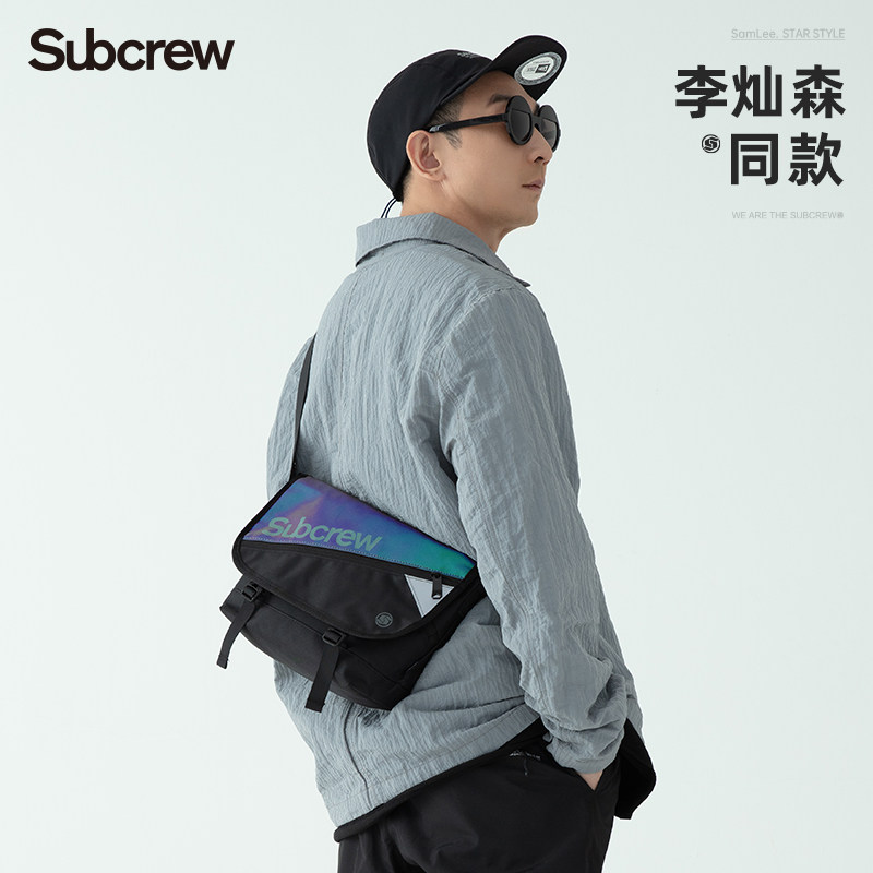 subcrew斜挎包男女士款潮牌背包悠闲运动斜跨单肩包大容量邮差包