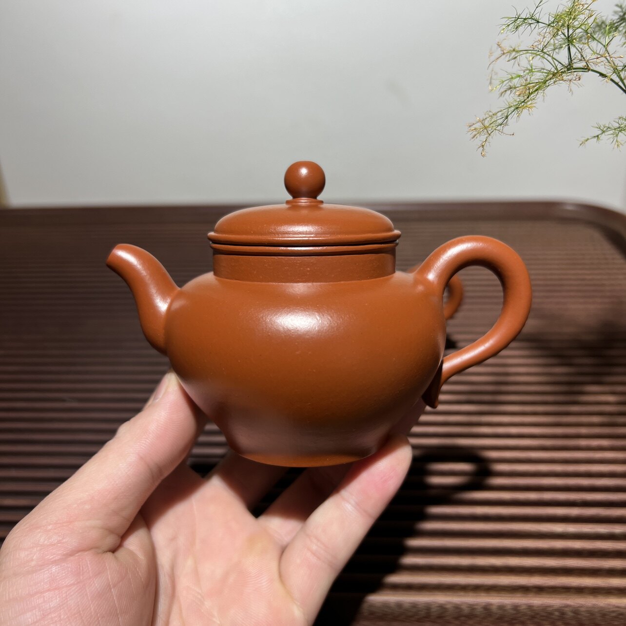 明德园谢思博潮州朱砂泥手拉壶谢华大师之子紫砂壶高掇只壶220cc