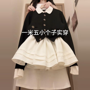 穿搭一整套ootd高级感 2025新款 法式 学院小香风连衣裙子女早秋冬季