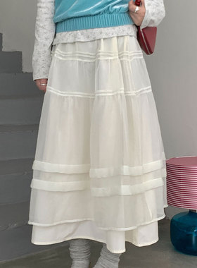 you think 春夏2026年新款松紧腰韩系拼接百搭薄纱半身裙女蛋糕裙