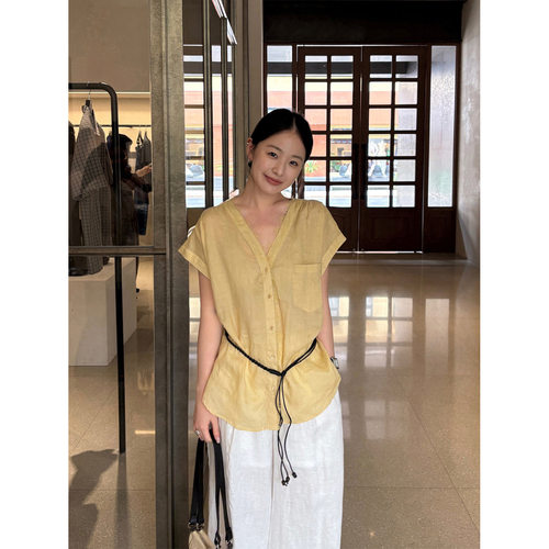 苎麻衬衫女上衣2026年夏款