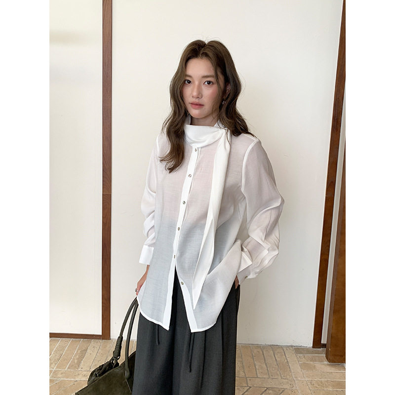 秋季松弛感宽松落肩长袖衬衣