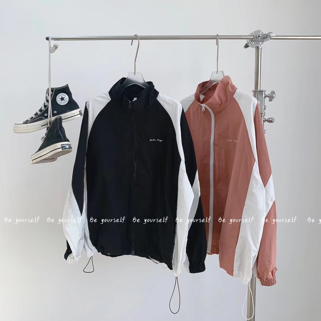 特价清仓不退换beyourself拼色风衣外套女立领冲锋衣洋气女bf开衫