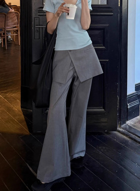 T.TOOVOUIS港味气质可拆卸围裙式屁帘垂感休闲通勤西裤女春显腿长