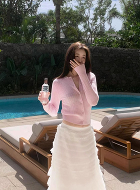 T.TOO VOUIS春季新款毛织上衣修身显瘦长袖圆领针织毛衣开衫女春