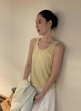 MOXI 2026年春季新款韩系简约U领背心基础款无袖修身上衣外穿洋气