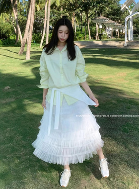 TTOO VOUIS春季新款韩版休闲针织披肩设计感纯色长袖减龄衬衫上衣