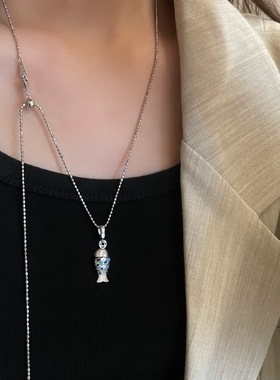 S925纯银锦鲤可摆动钥匙扣吊坠