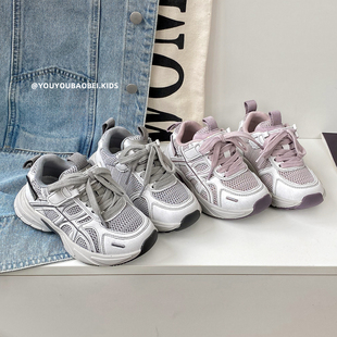 儿童老爹鞋时尚男女童休闲运动鞋网面透气中大童轻便跑步鞋魔术贴