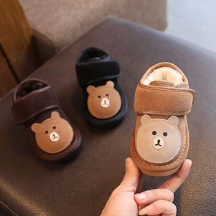 女童防滑男童鞋 新款 2025冬季 儿童卡通雪地靴真皮宝宝加绒保暖棉鞋