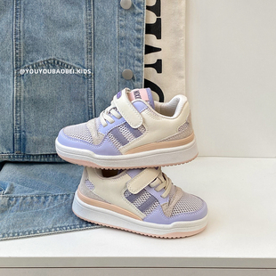 女童板鞋网面透气运动鞋儿童单网夏款小白鞋轻便软底百搭休闲童鞋