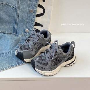 春季儿童运动鞋时尚潮流N字透气男女童老爹鞋中大童魔术贴运动鞋