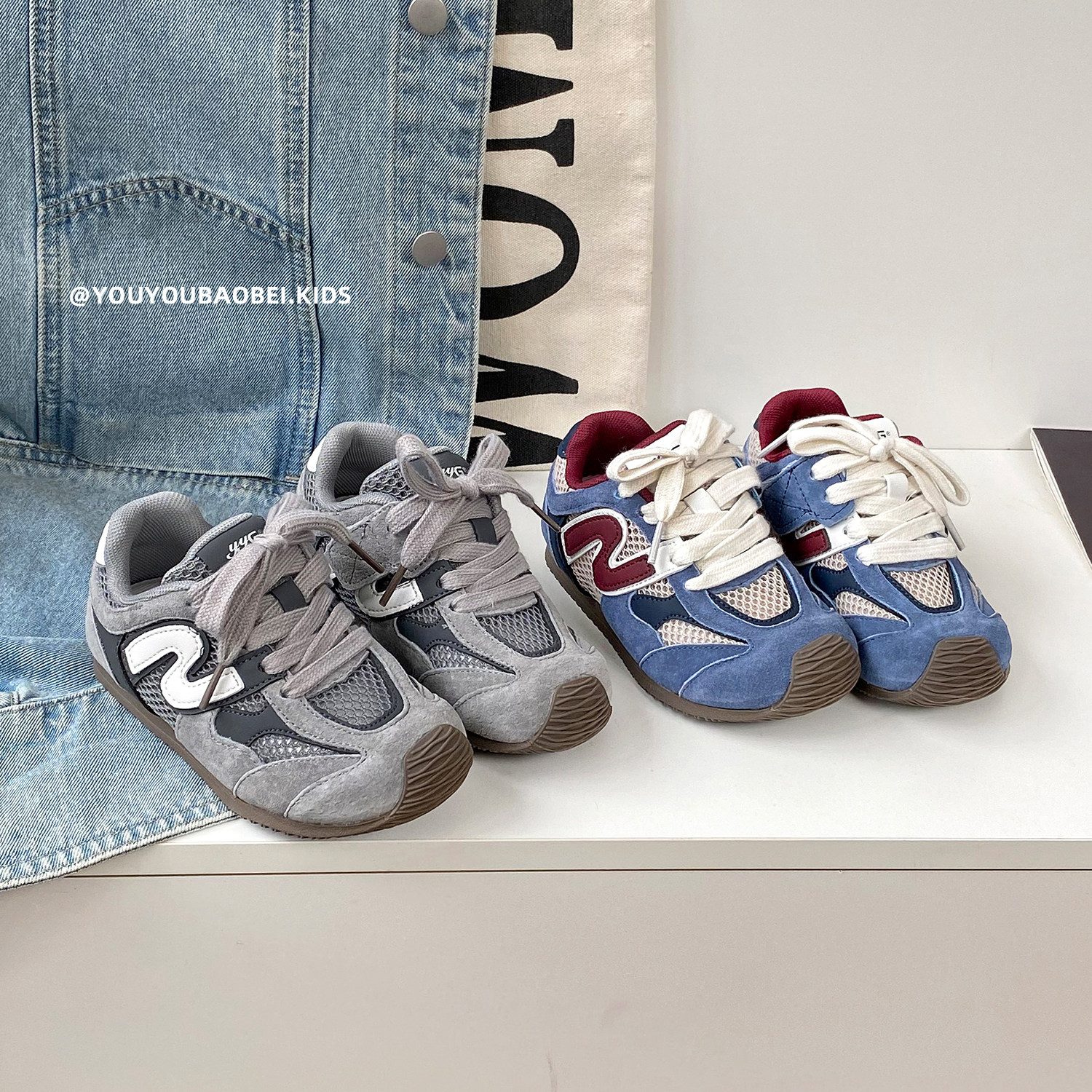 儿童运动鞋春夏新款韩版男女童网面休闲鞋软底透气魔术贴德训鞋潮