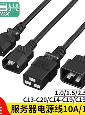 国标纯铜10A C13转C14 16A C20转C19 IEC延长欧标服务器电源线