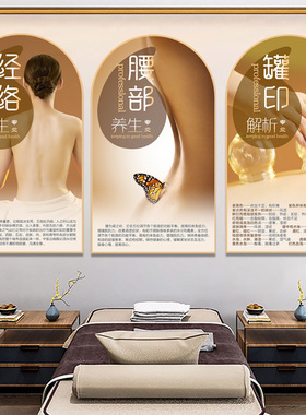 养生馆装饰画美容院贴画墙壁画美体塑形宣传画头疗艾灸背景墙面画