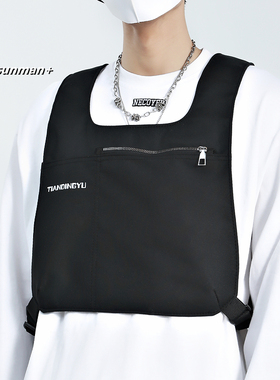 ins潮牌马甲包机能战术包个性简约男士包包街头潮酷背包背心包