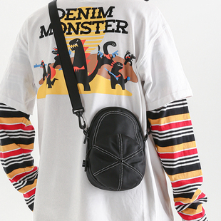 个性潮牌帽子包男生运动斜挎包嘻哈潮酷手机包男单肩包小众小挎包