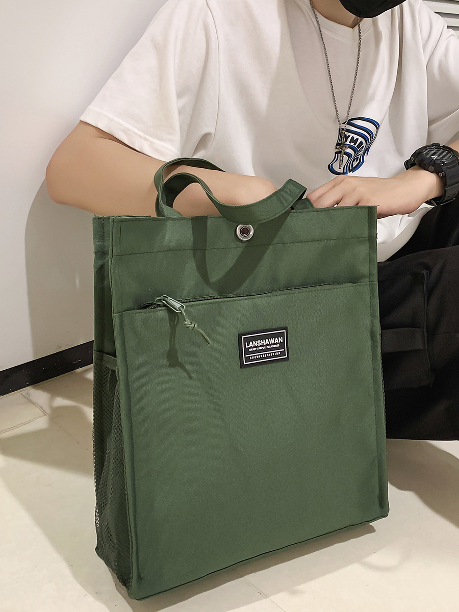 Men's Handbag Casual Simple Canvas Bag Men's Commuter Tote Tote Bag Shoulder Bag Large Capacity Document Bag