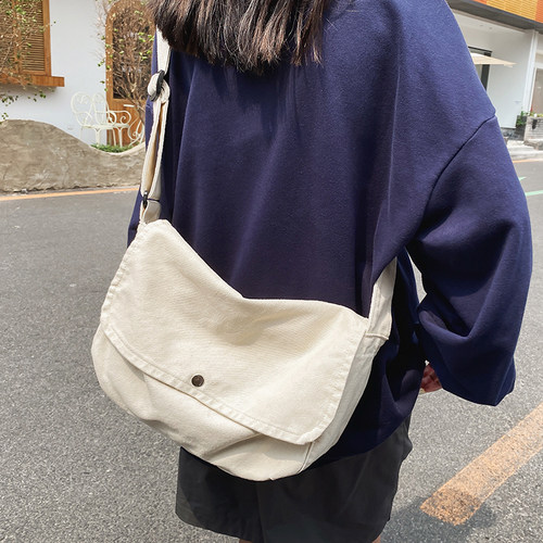 日系斜挎包复古休闲帆布单肩包