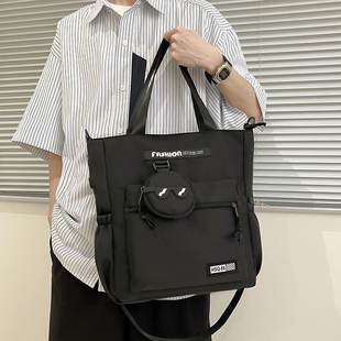 手提书袋男生补习背包手拎包高中学生休闲斜挎包初中生单肩补课包