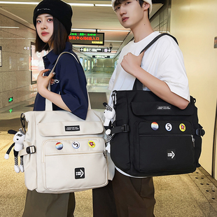 中学生补课包潮男生手拎书袋初中生高中生补习手提袋女单肩斜挎包