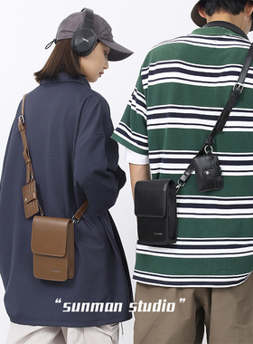 小众潮牌手机包男ins潮单肩包男士包包简约斜挎包日系设计感挎包