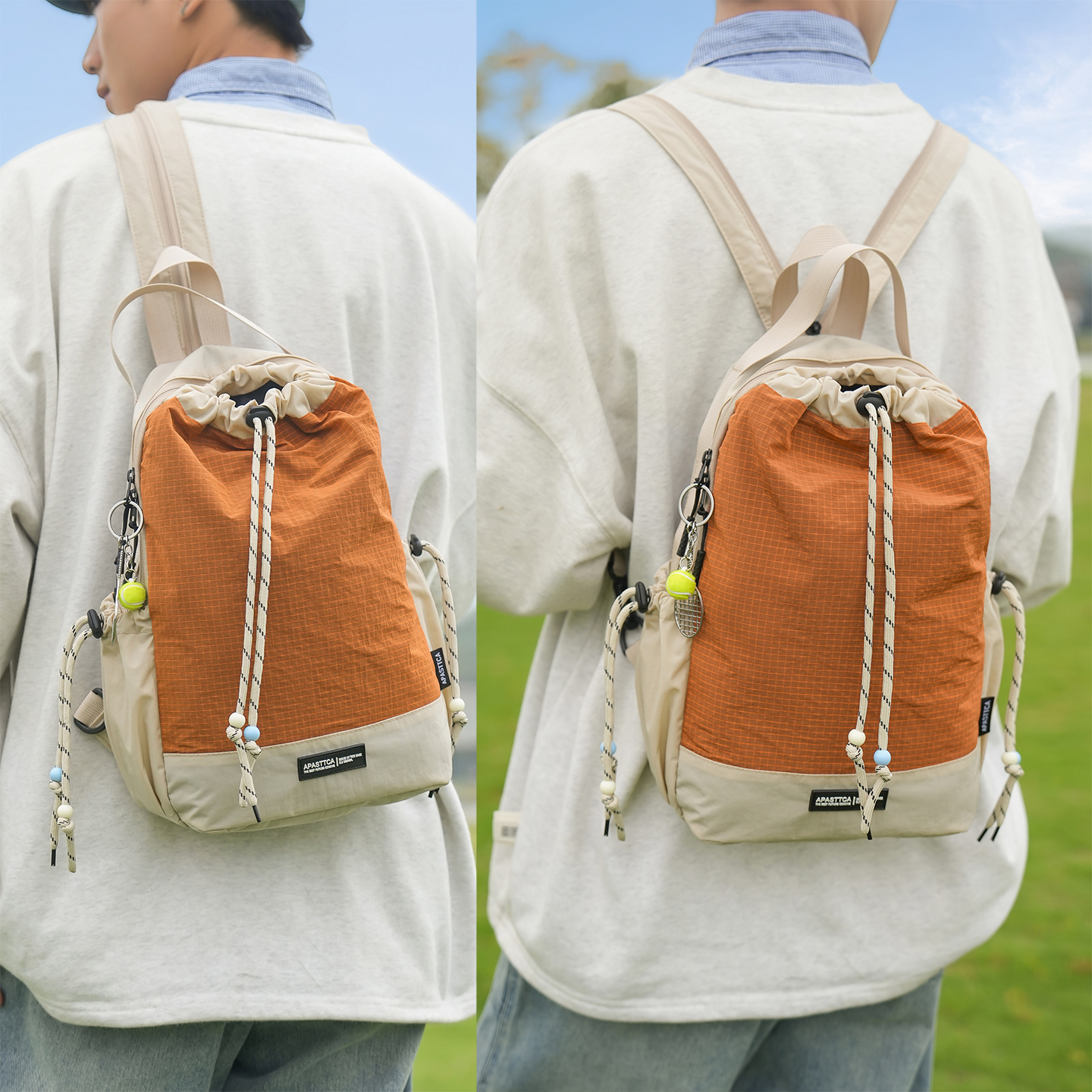 两用胸包抽绳双肩包轻便背包