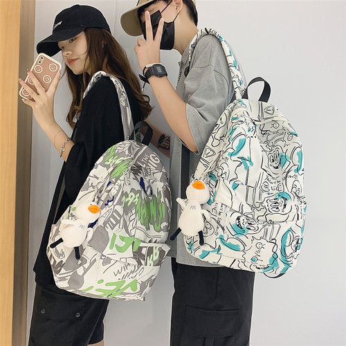 ins潮酷风高中生个性涂鸦书包